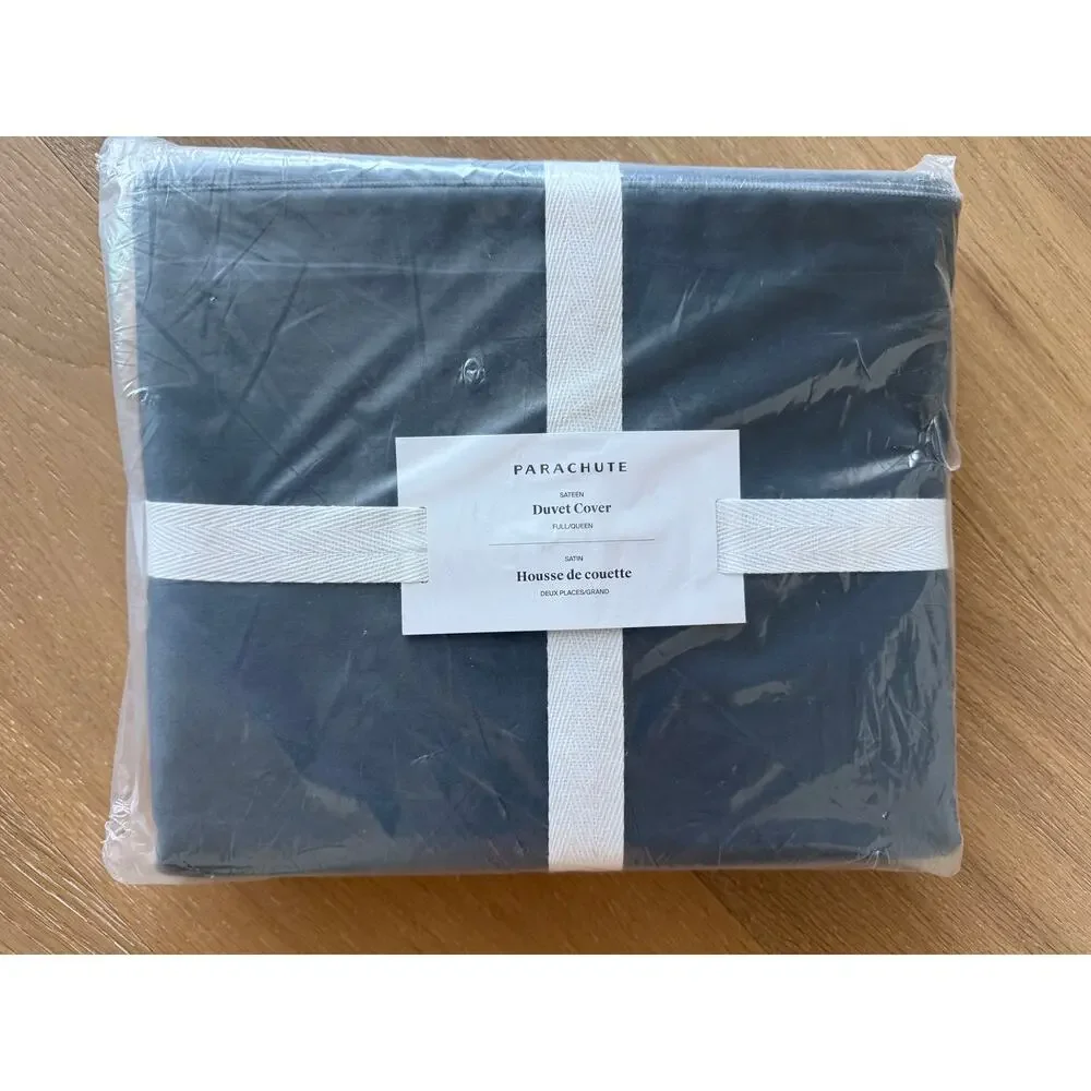 New Parachute Home Queen Sateen Duvet Cover Dusk Blue